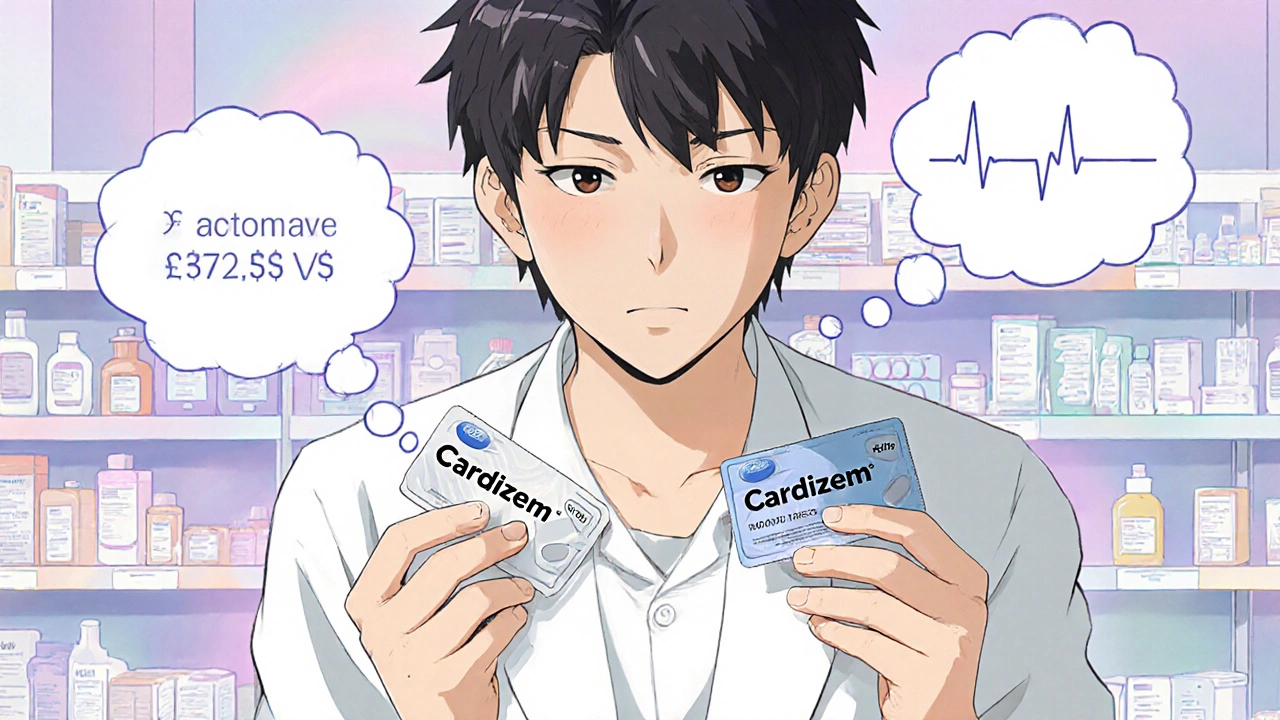 Patient compares Cardizem and other meds, considering cost and heart effects.