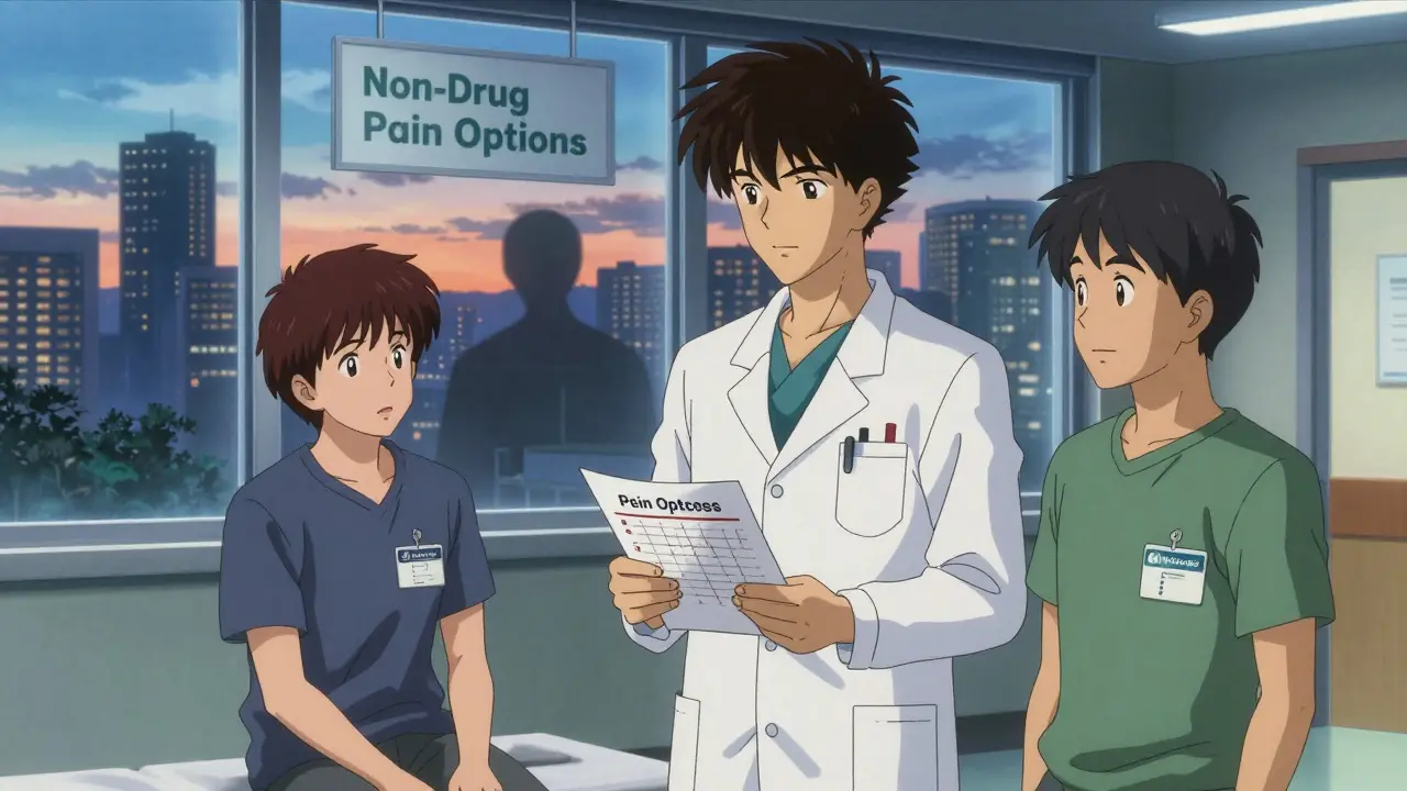 An acupuncturist and patient in a hospital hallway, symbolizing the integration of acupuncture into mainstream U.S. healthcare.